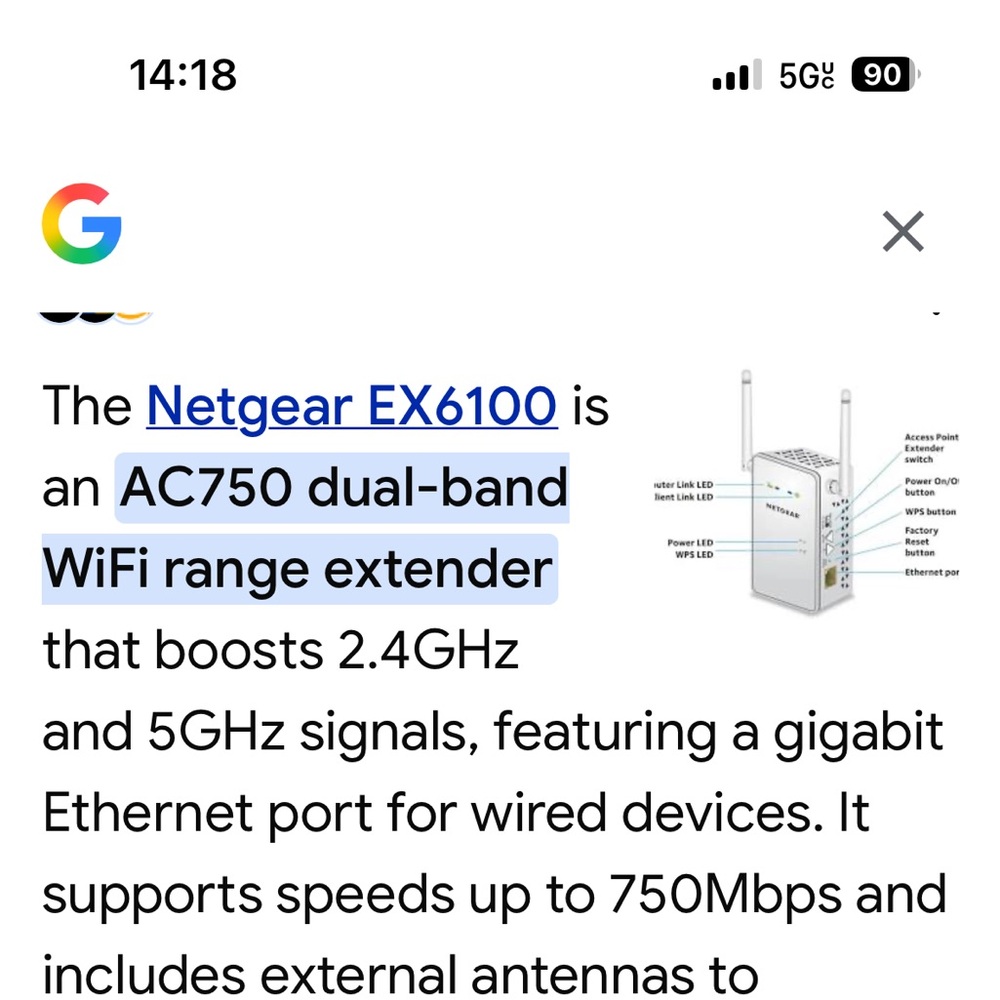 netgear white WiFi Range Extender with External Antennas